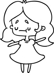 Obraz na płótnie Canvas line drawing of a cute kawaii girl