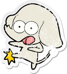 distressed sticker of a cute cartoon elephant