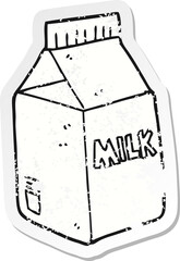 retro distressed sticker of a cartoon milk carton