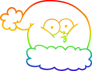 rainbow gradient line drawing cartoon christmas santa hat