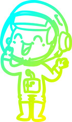cold gradient line drawing happy cartoon astronaut
