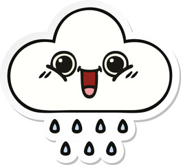 sticker of a cute cartoon rain cloud