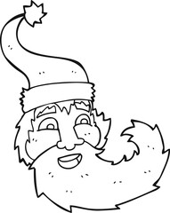 black and white cartoon santa claus laughing