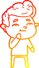 warm gradient line drawing happy cartoon man
