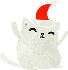 christmas retro cartoon of kawaii cat