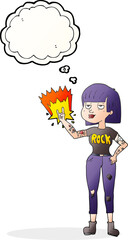 thought bubble cartoon rock girl