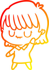 warm gradient line drawing cartoon woman