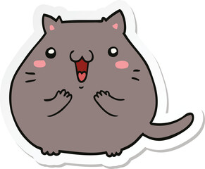 sticker of a happy cartoon cat