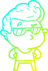 cold gradient line drawing cartoon cool guy