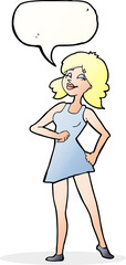 cartoon proud woman with speech bubble