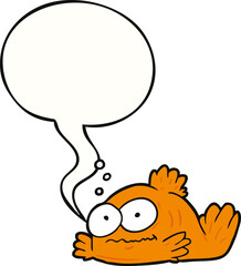funny cartoon goldfish and speech bubble
