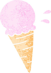 quirky retro illustration style cartoon vanilla ice cream