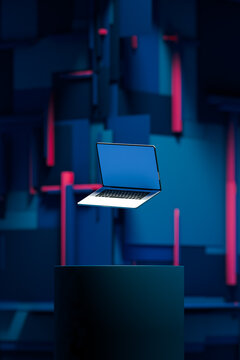 Technological abstract background with a laptop