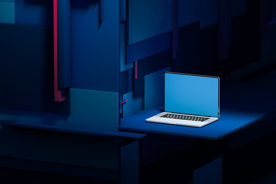 Technological abstract background with a laptop