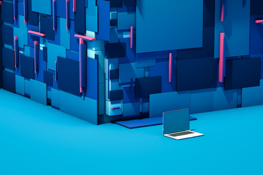 Technological abstract background with a laptop