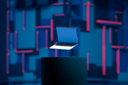 Technological abstract background with a laptop