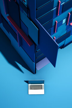 Technological abstract background with a laptop