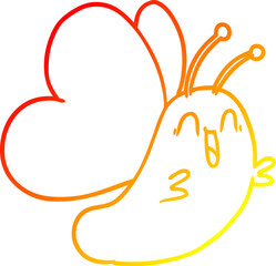 warm gradient line drawing funny cartoon butterfly