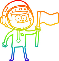 rainbow gradient line drawing happy astronaut cartoon