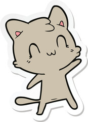 Obraz na płótnie Canvas sticker of a cartoon happy cat