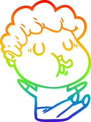 rainbow gradient line drawing cartoon man singing