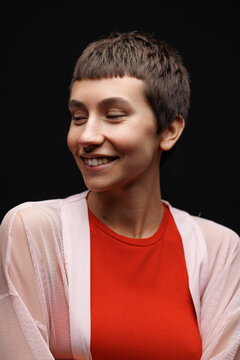 Tomboy casual natural beauty studio shot
