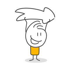 Stick figures. Arrow Steering Post. Isolated on white background. Hand drawn Doodle Line Art Cartoon Design character.