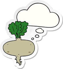 cartoon beetroot and thought bubble as a printed sticker