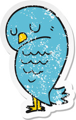 distressed sticker of a cartoon bird