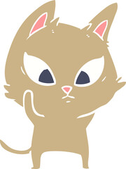 confused flat color style cartoon cat
