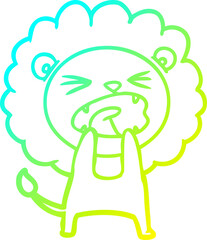 cold gradient line drawing cartoon angry lion