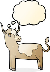 cartoon cow with thought bubble