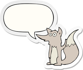 cartoon wolf and speech bubble sticker