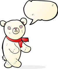 cute cartoon polar teddy bear with speech bubble