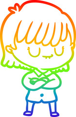 rainbow gradient line drawing cartoon woman
