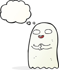 funny cartoon ghost with thought bubble