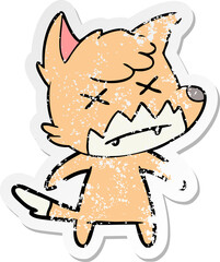 distressed sticker of a cartoon dead fox