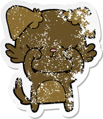 distressed sticker of a cute cartoon dog