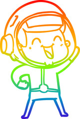 rainbow gradient line drawing happy cartoon astronaut