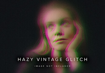 Hazy Vintage Glitch Image Effect Mockup