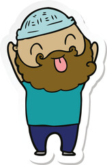 sticker of a man with beard sticking out tongue