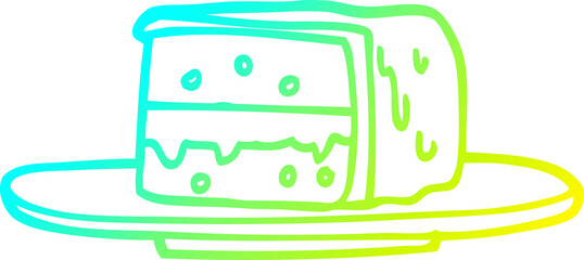cold gradient line drawing cartoon slice of cake