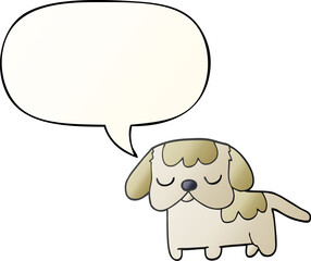 cute cartoon puppy and speech bubble in smooth gradient style