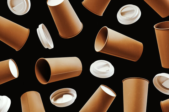 Eco, disposable paper cups background - Powered by Adobe