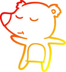warm gradient line drawing happy cartoon bear
