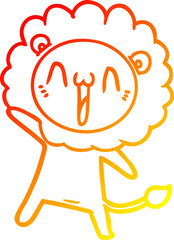 warm gradient line drawing happy cartoon lion