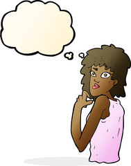 Obraz premium cartoon surprised woman with thought bubble