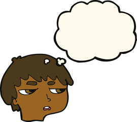 cartoon annoyed boy with thought bubble