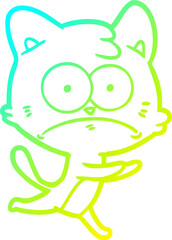 cold gradient line drawing cartoon nervous cat