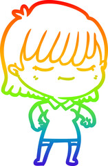 rainbow gradient line drawing cartoon woman